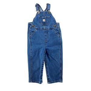Carhartt Baby Denim Overalls 24M Blue Bib Carpenter Jeans Toddler Dungarees